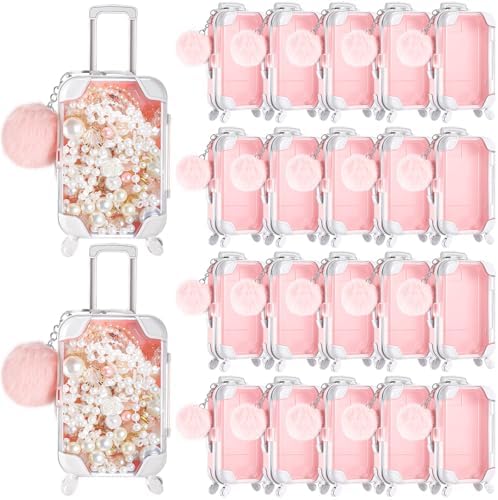 VioraWhite 40 Pcs Mini Suitcase Empty Box and Plush Ball Set, Pink by VioraWhite