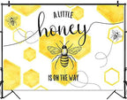 Mocsicka Bumble Bee Baby Shower Backdrop Honey Bee Baby Shower Party Decorations Honeycomb Baby Shower Background Photo Booth Props (8x6ft) - Image 2