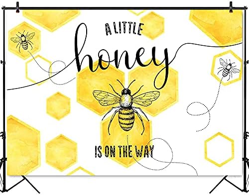 Mocsicka Bumble Bee Baby Shower Backdrop Honey Bee Baby Shower Party Decorations Honeycomb Baby Shower Background Photo Booth Props (8x6ft) - Image 2