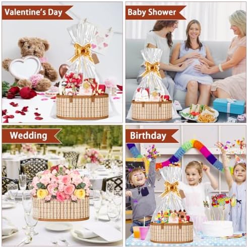 Dreamtop 4 Set Baskets for Gifts Empty, Woven Bamboo Gift Basket Empty Large with Handles, Sturdy Gift Basket Kit Empty to Fill for Christmas Birthday Baby Shower Wedding Gift - Image 5