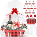 AFOROEOA 10PACK Christmas Gift Baskets Empty, Baskets For Gifts Empty 10x12”Thick Gifts Basket with 10 Bows 10 Bags Gift Basket for Christmas Xmas Wedding Birthdays Party Wrapping （Red Plaid） by AFOROEOA