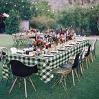 Hiasan Checkered Tablecloth Rectangle 70 x 140 Inch Forest Green and White - Image 2