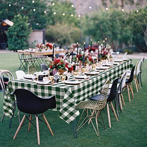 Hiasan Forest Green and White Plaid Tablecloth, 2 Pack, 60 x 120 inch - Image 2