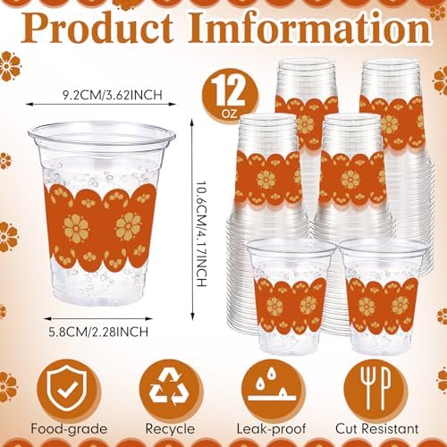 100 Pcs Cielito Lindo Plastic Cups 12 oz Mexican Disposable Plastic Copas De Barro Drinking Cups Bulk for Talavera Cielito Lindo Baby Shower Wedding Birthday Party Decoration Supplies - Image 2