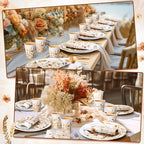 Funnymoom 250 Pcs Fall Floral Paper Plates Napkins and Cups Serves 50 - Image 5