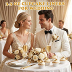450 Pack White Gold Cupcake Liners Bulk Disposable Foil Muffin Cup - Image 4