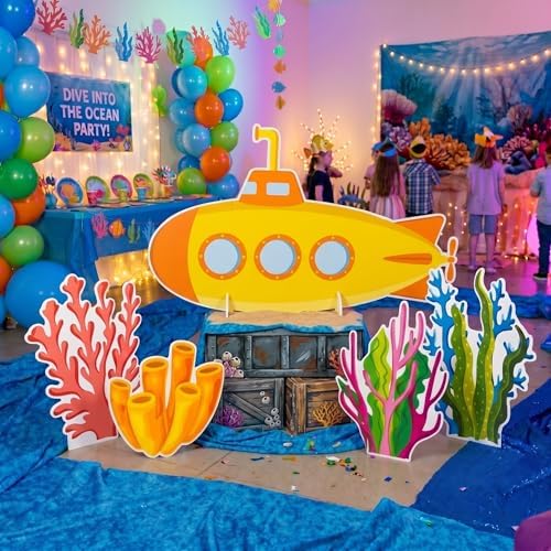 5 Pcs Large Under The Sea Cutouts Decorations with Stand - Image 2