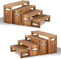 8 Pcs Wood Risers Display Stands, 2 Set Wooden Risers for Table Display, 4 Tier Rectangular Riser Display Stand Wooden for Cupcake, Desserts, Perfume, Collections, Jewelry Showcase by Luqvzxv