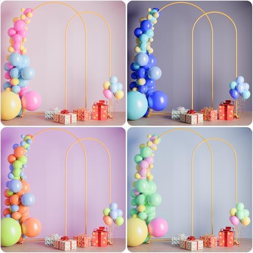 7.2FT+6FT Arch Wedding Arch Backdrop Stand, Heavy Duty Metal Arch Frame for Balloons, Flowers & Fabric, Event Decoration Stand for Ceremony, Party & Photos - Image 5