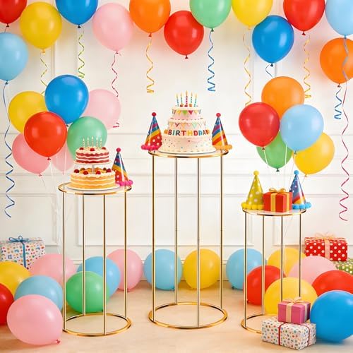 Takywep 3-Tier Golden Metal Dessert Stand with Acrylic Trays, Adjustable Heights 100/80/60cm, Multi Layer Cake Display Holder for Wedding Birthday Party Baby Shower Events - Image 7