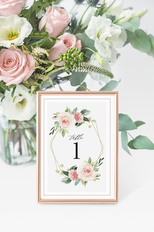 Pink Flower Table Number Cards Double Sided Party Table Numbers for Reception Baby Shower Anniversary Birthday Bridal Party 4x6 Inch - Image 2