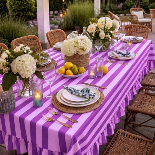 Tudomro Striped Tablecloth, Rectangle, Purple Series, 84'' X 60'' - Image 4