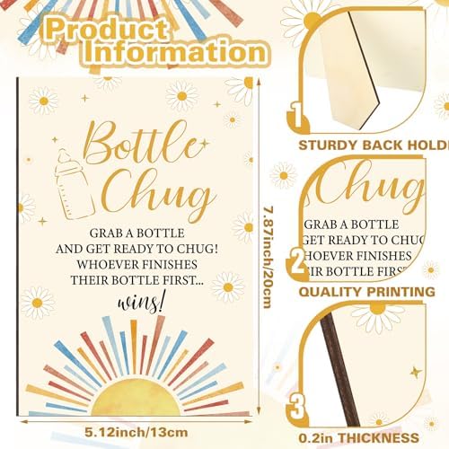 Trelaco 12 Pcs Here Comes The Son Baby Shower Games Bottle Chug Wooden Sign - Image 3