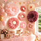 Serwalin 8 Pcs 31.5"*24"*20" Pink Giant Paper Flowers Decorations for Wall - Image 3