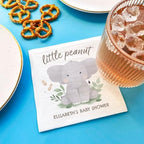 Big Dot of Happiness Personalized Elephant Napkins, Custom Little Peanut Baby Shower or First Birthday Party Decor, White 3-Ply Paper Luncheon Dinner Napkins - 50 Count - Image 2