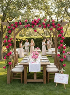 2Pcs 12Ft Bendable Flower Garland Faux Rose Vine for Wedding Decor,Fuchsia - Image 6
