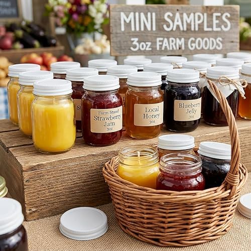 RetroPak Mini Mason Jars with Lids, 24 Pack, 3 oz Glass Honey Jars, White - Image 2