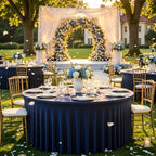 Navy Blue 6PCS Round Spandex Tablecloth for 5FT/60In Inch Round Table - Image 5