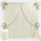 40x10ft Beige Backdrop Curtain for Wedding Parties Wrinkle Free Fabric Beige Drapes Backdrop Decoration for Baby Shower Birthday Photography Decoration 8 Panels, 5ft x 10ft by Gogoparti