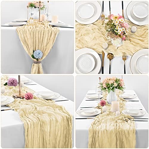 10 Pack Cheesecloth Table Runner 35 x 120 Inch, Ivory - Image 3