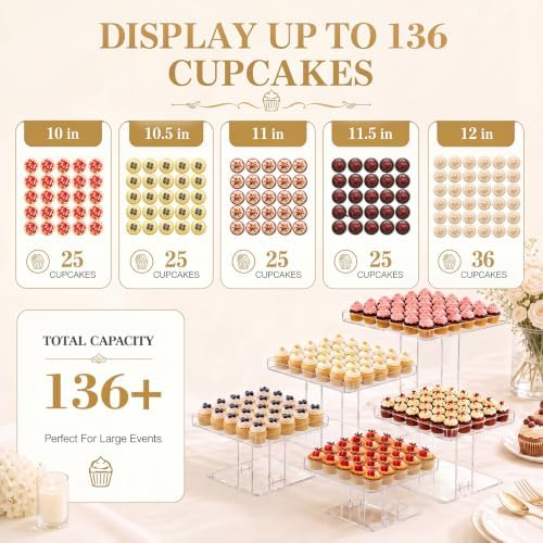 Ripeng 5 Tiered Large Dessert Table Display Set 10, 10.5, 11, 11.5, 12 Inch - Image 5