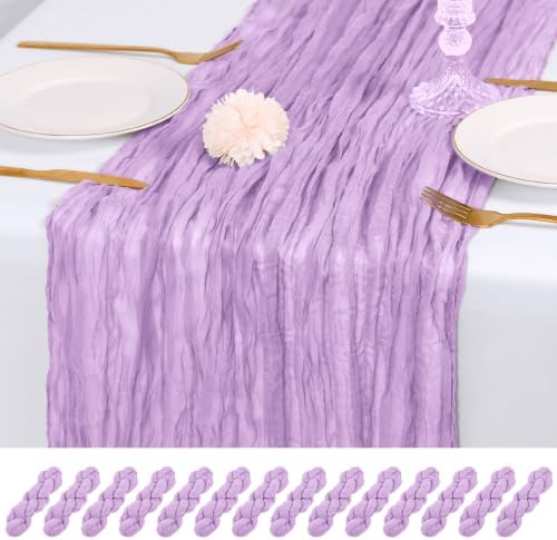 14 Pack Lavender Cheesecloth Table Runner 17x108 Inch Semi Sheer Boho Gauze Cheese Cloth Fabric Table Runners, for Wedding Party Baby Shower Birthday Home Decor Garden Farmhouse by Unknown