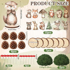 39 Pcs Woodland Animal Table Centerpieces Kit, 12 Forest Animals Wood Cutouts with Wood Rounds Moss Pine Cones Mushroom Decorations for Baby Shower Birthday Party Decor Set Nursery Supplies - Image 3