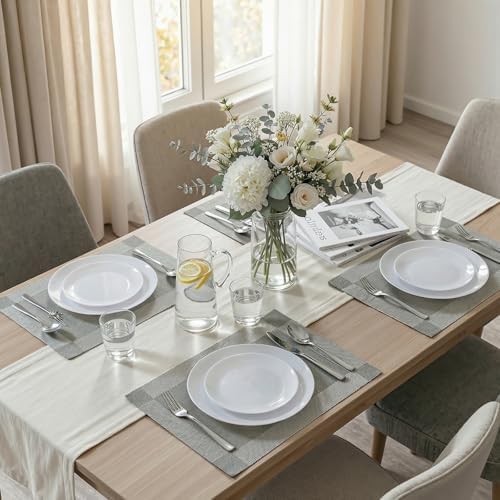 KIRE 60PCS White Disposable Plates - Heavy Duty White Plastic Plates for Party/Wedding - Include 30Pieces 10.25inch Dinner Plates and 30Pieces 7.5inch Dessert/Salad Plates - Image 6