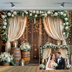 20x10ft Wedding Rustic Barn Door Backdrop Western Wooden Vintage White Rose Floral Photography Background Anniversary Wedding Kids Birthday Bridal Shower Party Photo Shoot Decor Props Decoration by Unknown