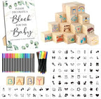 97 Pcs Baby Shower Game Sign Set Includes Decorative Square Signs 56 DIY Blank Wooden Blocks 20 Fabric Pens Baby Shower Game Prizes by SytuHete