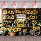 Rustic Sunflowers and Farmhouse Cart Background Sunflower Floral Party Decorations for Homes Gardens Weddings Birthdays Mothers Day Wedding Bridal Shower Versatile Indoor/Outdoor Decor (A, 9x6feet) - Image 5