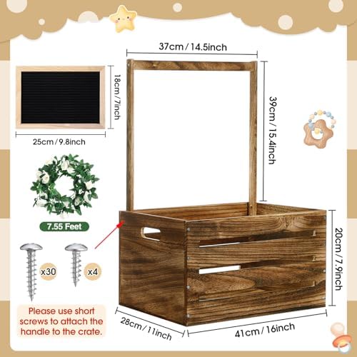 Barydat Wooden Baby Shower Crate Closet Baskets for Baby Shower, Walnut - Image 2
