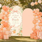 2PCS Peach Baby Shower Arch Backdrop Cover 6ft 7.2ft - Image 4