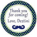 40 Stickers Mustache Thank You Party Favor Label Baby Boy Shower Birthday Gift Label Blue Green by Unknown