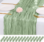 14 Pack Sage Green Cheesecloth Table Runner 17x108 Inch Semi Sheer Boho Gauze Cheese Cloth Fabric Table Runners, for Wedding Party Baby Shower Birthday Home Decor Garden Farmhouse by Unknown