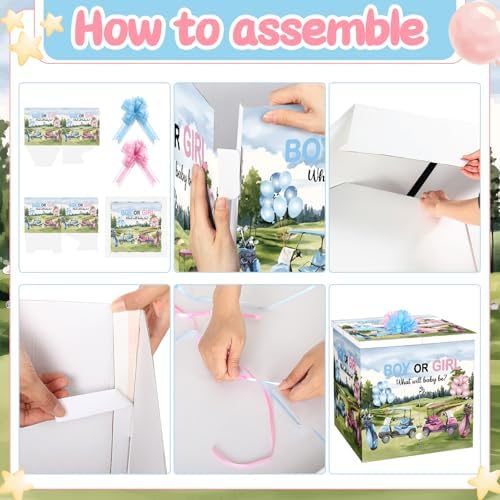 AmazingSpark 28in Giant Gender Reveal Gift Box Kit, Blue or Pink Golf - Image 3
