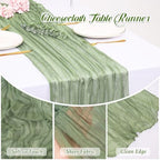 12 Pack Sage Green Cheesecloth Table Runners 21x120 Inch Boho Gauze Table Runner 10FT Long Rustic Sheer Green Table Runner for Baby Shower,Wedding,Party,Birthday,Home Table Decor - Image 5