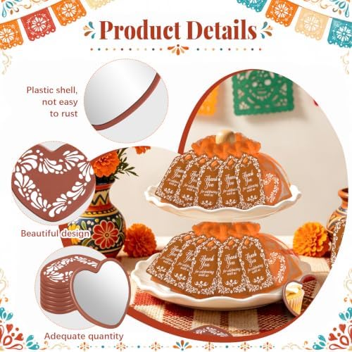 50 Set Cielito Lindo Mexican Baby Shower Party Favors, Heart-Shaped Mirrors with Organza Bags & Thank You Cards, Brown Talavera Party Gifts Bulk for Guests Bridal Shower Wedding Gender Reveal Party - Image 4