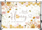 Mocsicka Bee Baby Shower Backdrop Honey Bee Baby Shower Decorations Background Floral Sweet Honeycomb Bumblebee Baby Shower Decor Cake Table Photoshoot Studio Props (10x8ft) - Image 4