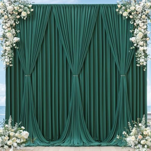 Hunter Green Backdrop Curtain-Wrinkle-Free Polyester Fabric Green Photography Curtains for Wedding Party Photo Background Decorations- 16 X10FT (Hunter Green) - Image 7