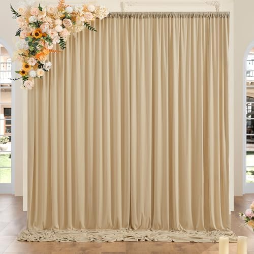 10ft x 10ft Wrinkle Free Champagne Backdrop Curtains for Parties, Polyester Photo Backdrop Drapes 2 Panels 5x10ft Cloth for Wedding Birthday Party Photography Background - Image 6