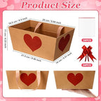 Funnymoom 24 Pcs Red Heart Basket for Gifts Empty Red Love Heart Gift Basket Empty to Fill with Handle, Transparent Bag and Bow for Teacher Summer Xmas Wedding Party Favor Supplies, 9.8 x 6.5 x 4.3'' - Image 3