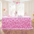 leegleri 9ft Baby Pink Tutu Table Skirt Tulle Table Skirt for Rectangle&Round Tables,Tutu Ruffle Tablecloth for Princess Girls 1st Baby Girl Birthday Party,Baby Shower Decoration,Gender Reveal by LeegleriTableSkirt