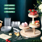 Tessco for you 800 Pcs Mini Appetizer Plates Glitter Style Clear, Silver - Image 5