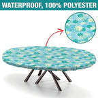 Blue Floral Background Print Tablecloths Oval Leakproof & Sturdy Washable for Mother's Day Father's Day Valentine's Day Fits for 52" x 70" Oval Table - Image 2