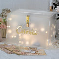 OurWarm Frosted Acrylic Wedding Card Box with Lock, DIY Gift Card Box for Wedding Reception with String Light and Pen, Envelope Money Card Box for Party Birthday Graduation Baby Shower Decor by OurWarm