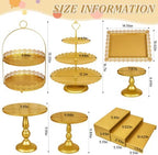 10 Pcs Gold Cake Stand Set Metal Cupcake Stands, Multiple Styles Dessert Display Tower for Candy Fruit, Cake Serving Trays for Birthday, Wedding, Anniversary, Baby Shower, Engagement Party - Image 3