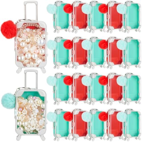 VioraWhite 40 Pcs Mini Suitcase Empty Box and Plush Ball Set, Red,Green by VioraWhite