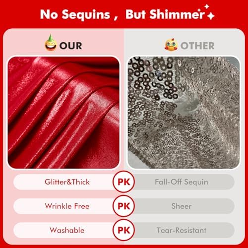 30x10ft Shimmer Red Sequin Backdrop Curtain for Parties, Thick Wrinkle Free Glitter Backdrop Drapes Photo Back Drop Curtains for Birthday Wedding Party Photography Background-6 Panels 5x10ft - Image 4