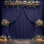 10ft x 10ft Navy Blue Backdrop Curtains for Parties Weddings, Wrinkle Free Silky Polyester Fabric Photo Backdrop Drapes, 2 Panels 5X 10 ft Navy Backfrounds Cloth for Birthday Graduation Photography - Image 2